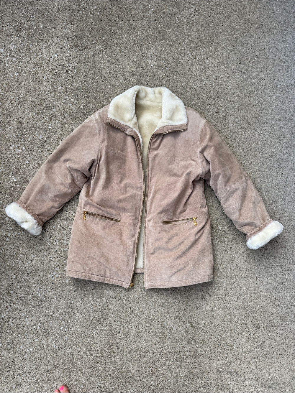 Vintage 90s NY Jeans Suede and Faux Fur Reversible Coat Size M